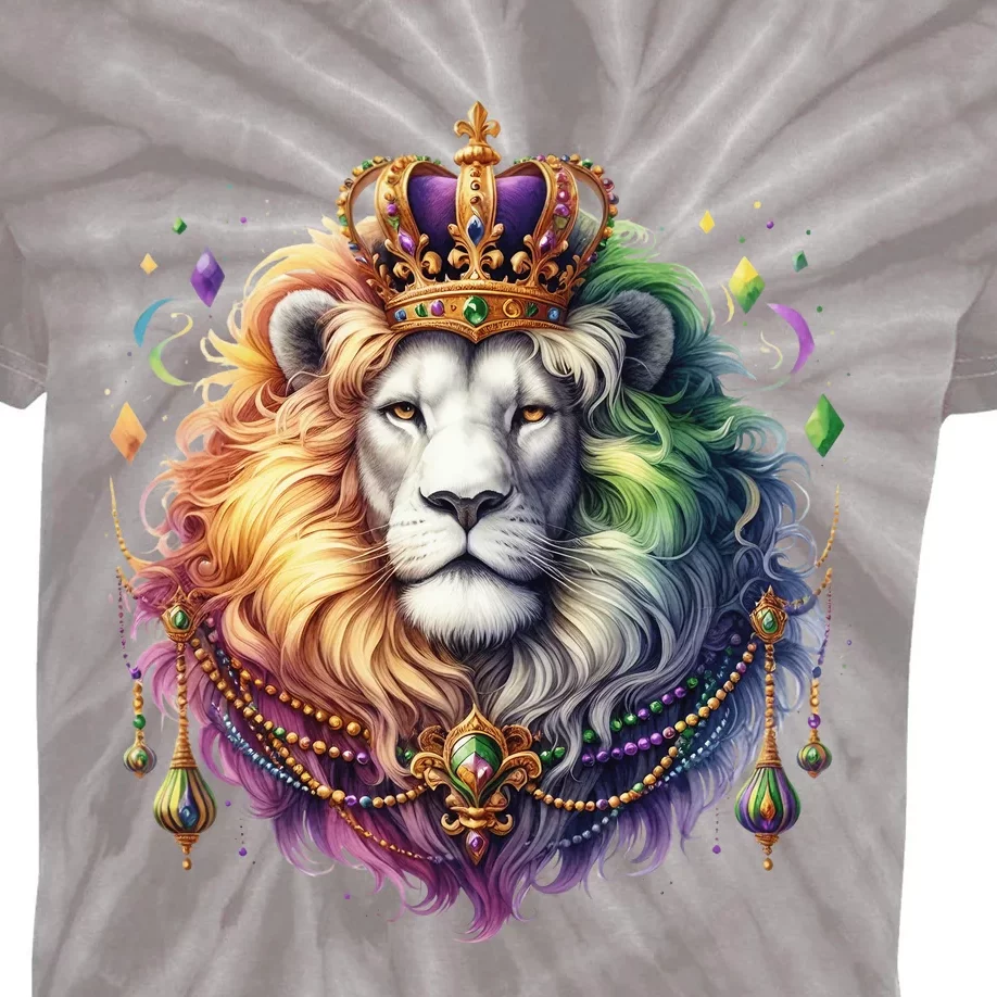 Mardi Gras Celebration Lion Kids Tie-Dye T-Shirt