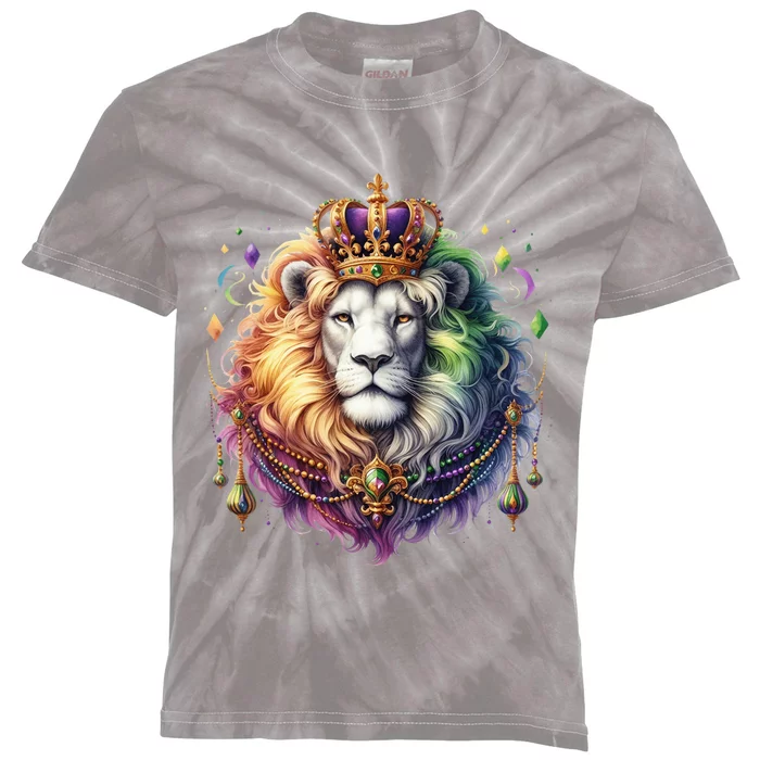 Mardi Gras Celebration Lion Kids Tie-Dye T-Shirt