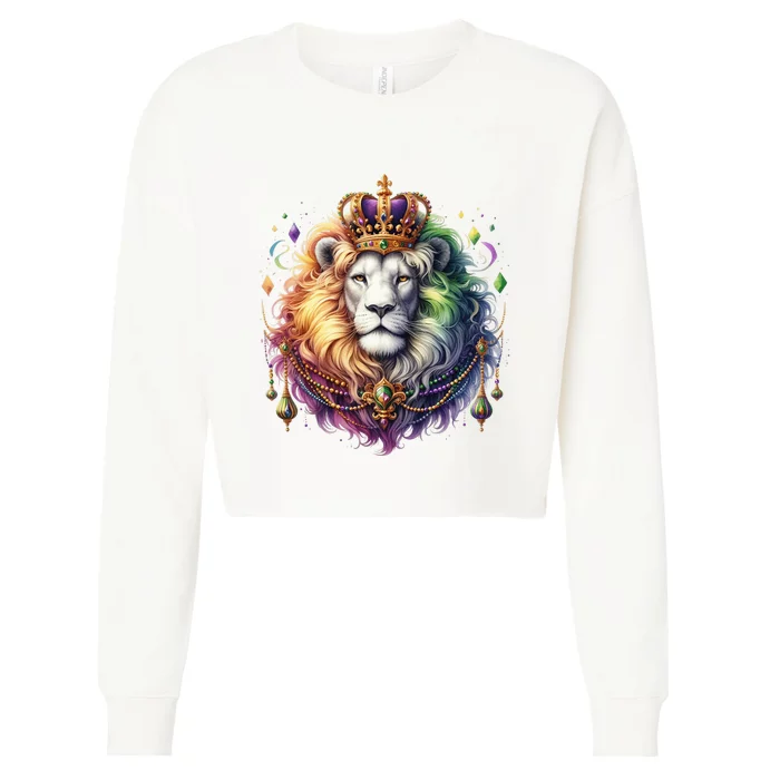 Mardi Gras Celebration Lion Cropped Pullover Crew