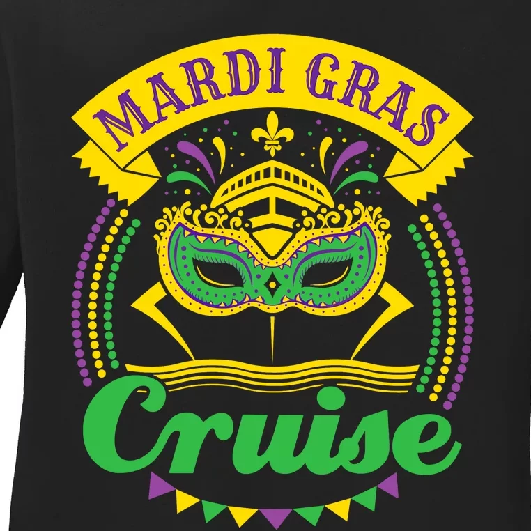 Mardi Gras Cruise Cruising Mask Cruise Ship Beads Ladies Long Sleeve Shirt