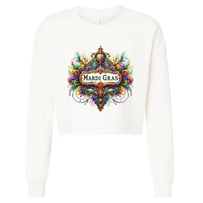 Mardi Gras Celebration Cropped Pullover Crew