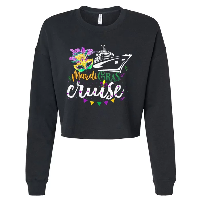 Mardi Gras Cruise Cruising Mask Cruise Ship Beads Cropped Pullover Crew