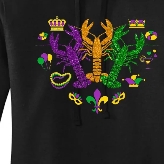 Mardi Gras Crawfish Happy Mardi Gras 2024 Matching Party Women's Pullover Hoodie