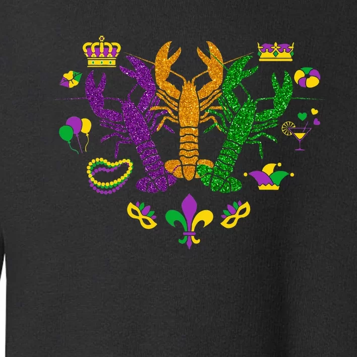 Mardi Gras Crawfish Happy Mardi Gras 2024 Matching Party Toddler Sweatshirt