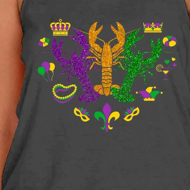 Mardi Gras Crawfish Happy Mardi Gras 2024 Matching Party Women's Knotted Racerback Tank