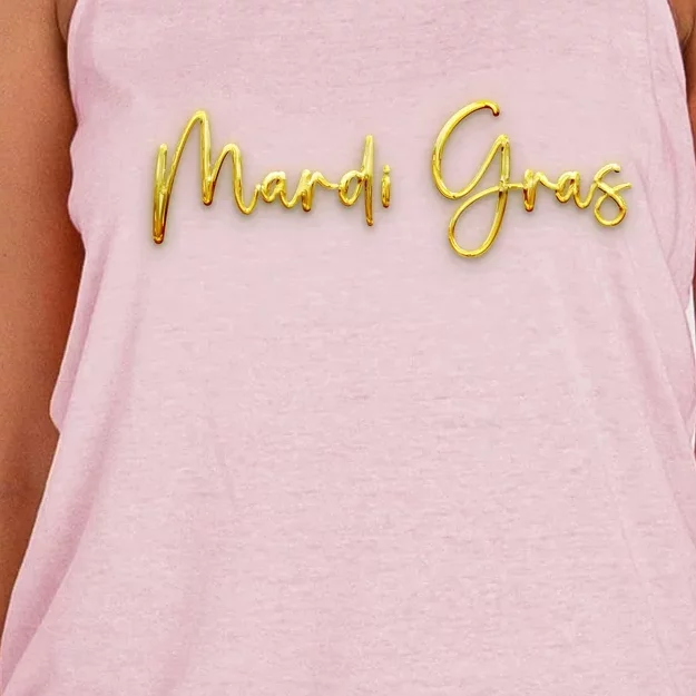 Mardi Gras Celebration Logo Women's Knotted Racerback Tank