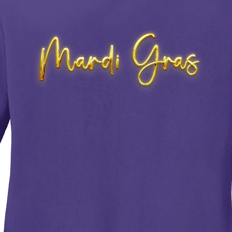 Mardi Gras Celebration Logo Ladies Long Sleeve Shirt