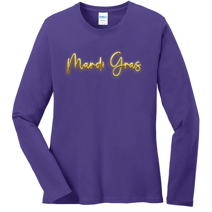 Mardi Gras Celebration Logo Ladies Long Sleeve Shirt