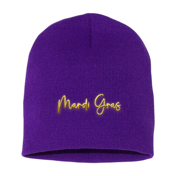 Mardi Gras Celebration Logo Short Acrylic Beanie