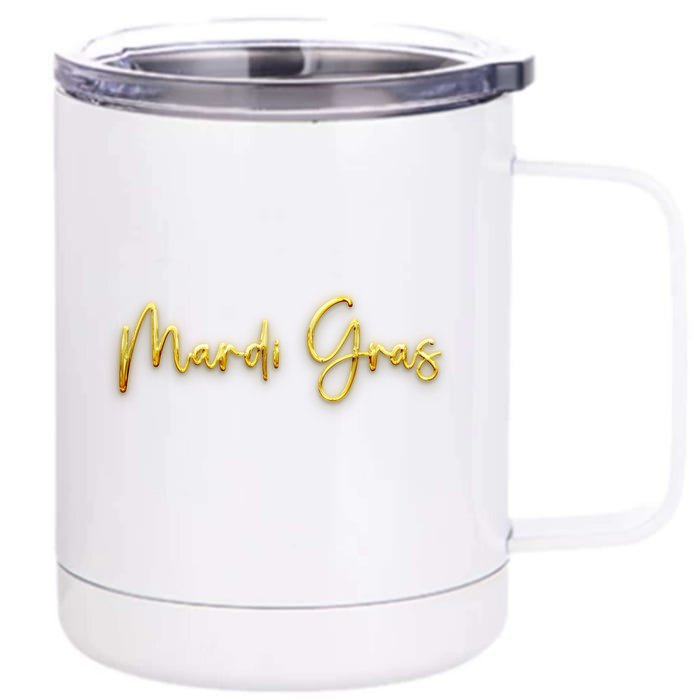 Mardi Gras Celebration Logo Front & Back 12oz Stainless Steel Tumbler Cup