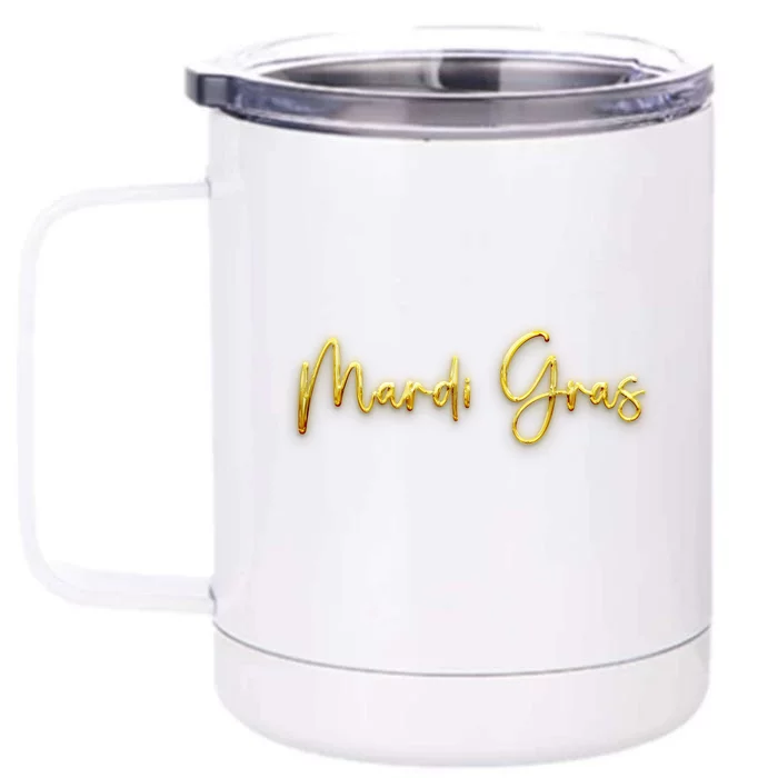 Mardi Gras Celebration Logo Front & Back 12oz Stainless Steel Tumbler Cup