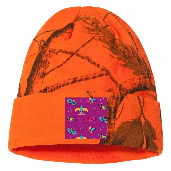 Mardi Gras Colorful Celebration Pattern Kati - 12in Camo Beanie