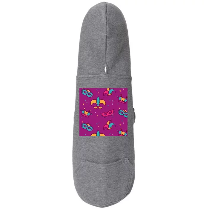 Mardi Gras Colorful Celebration Pattern Doggie 3-End Fleece Hoodie