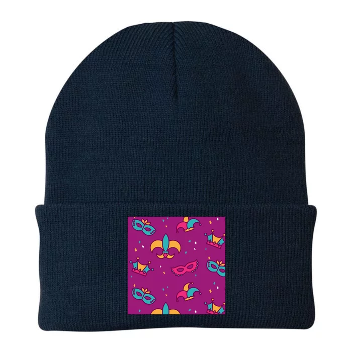 Mardi Gras Colorful Celebration Pattern Knit Cap Winter Beanie