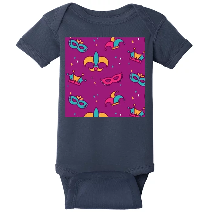 Mardi Gras Colorful Celebration Pattern Baby Bodysuit