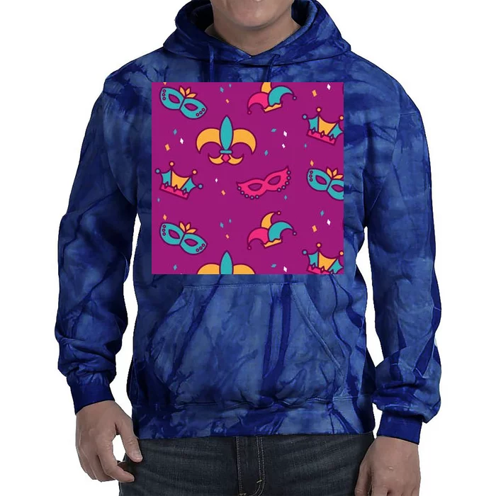 Mardi Gras Colorful Celebration Pattern Tie Dye Hoodie