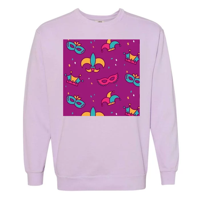 Mardi Gras Colorful Celebration Pattern Garment-Dyed Sweatshirt