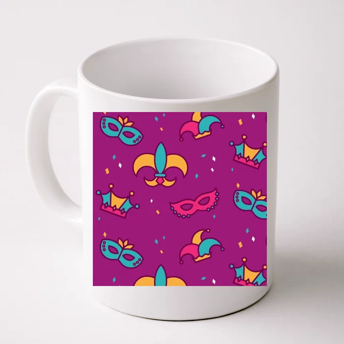 Mardi Gras Colorful Celebration Pattern Front & Back Coffee Mug