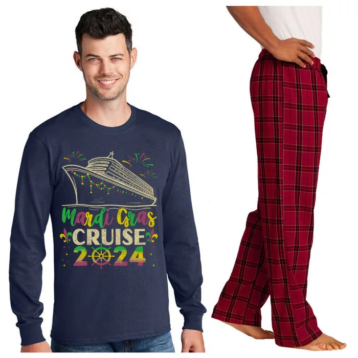 Mardi Gras Cruise 2024 Family Vacation Matching Cruise Long Sleeve Pajama Set