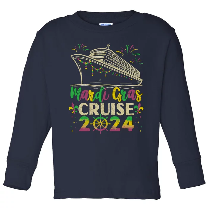 Mardi Gras Cruise 2024 Family Vacation Matching Cruise Toddler Long Sleeve Shirt