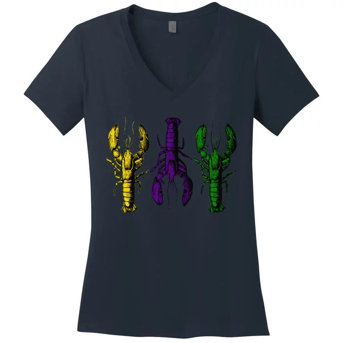 Mardi Gras Crawfish Happy Mardi Gras 2024 Matching Party (1) Women's V-Neck T-Shirt