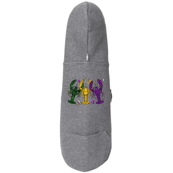 Mardi Gras Crawfish Happy Mardi Gras 2024 Matching Party Doggie 3-End Fleece Hoodie