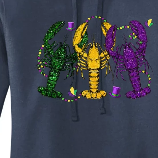 Mardi Gras Crawfish Happy Mardi Gras 2024 Matching Party Women's Pullover Hoodie