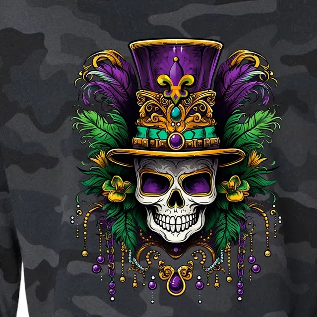 Mardi Gras Costume Sugar Skull Carnival Party Cropped Pullover Crew