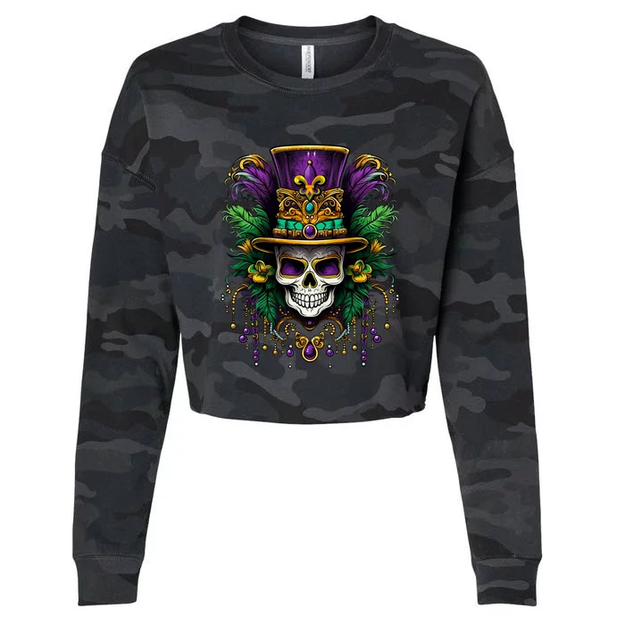 Mardi Gras Costume Sugar Skull Carnival Party Cropped Pullover Crew