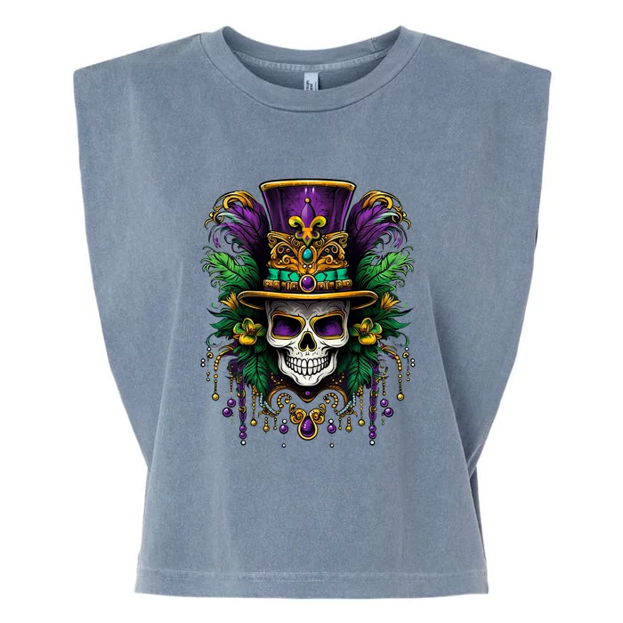 Mardi Gras Costume Sugar Skull Carnival Party Garment-Dyed Women's Muscle Tee