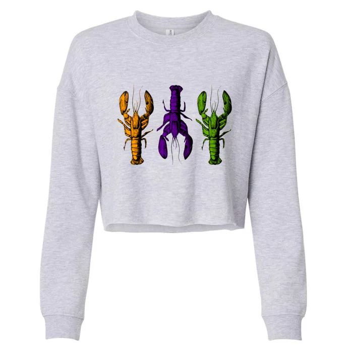 Mardi Gras Cajun Crawfish Happy Mardi Gras Cropped Pullover Crew