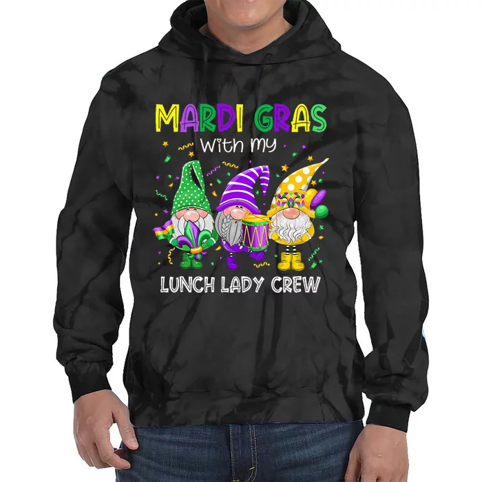 Mardi Gras Costume With My Lunch Lady Teacher Lover Gnomies Tie Dye Hoodie