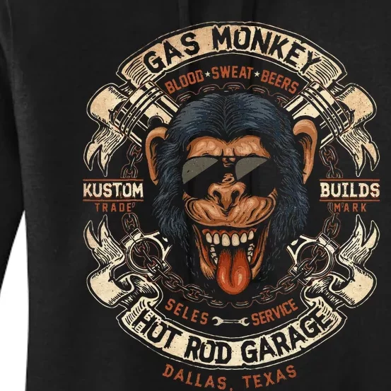 Monkey Gas Crossed Pistons Ribbon Women's Pullover Hoodie