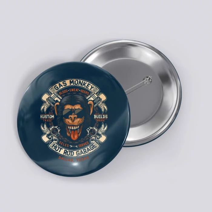 Monkey Gas Crossed Pistons Ribbon Button