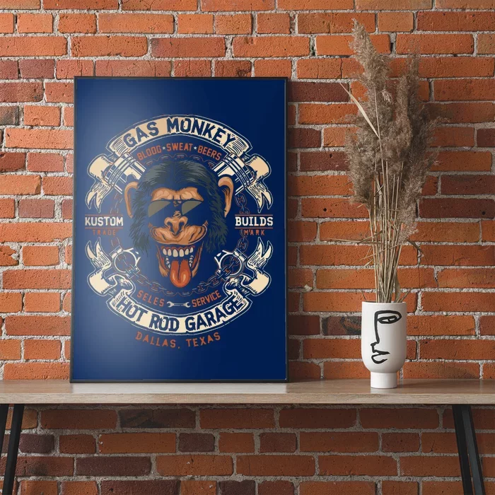 Monkey Gas Crossed Pistons Ribbon Poster