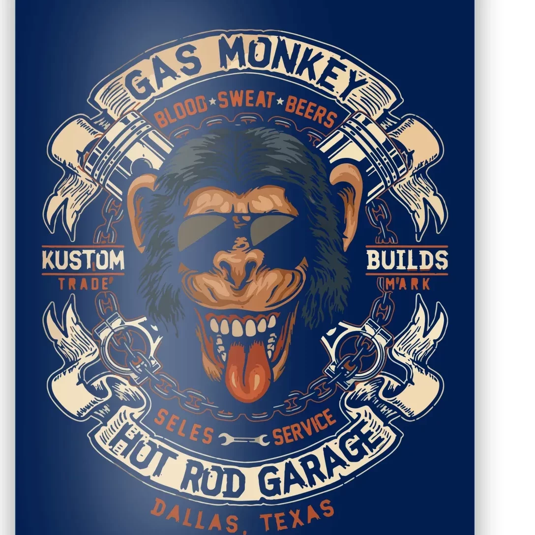 Monkey Gas Crossed Pistons Ribbon Poster