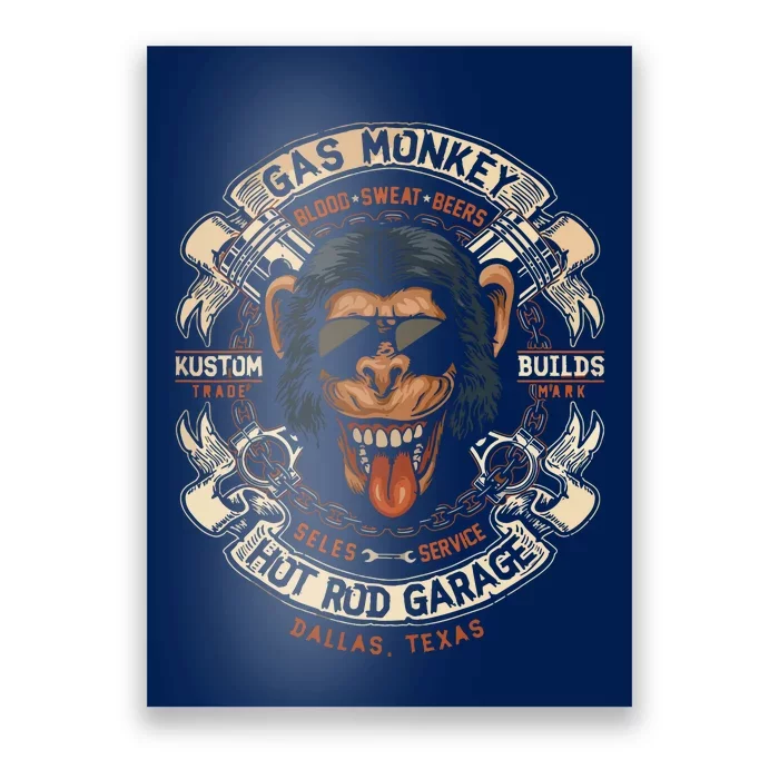 Monkey Gas Crossed Pistons Ribbon Poster