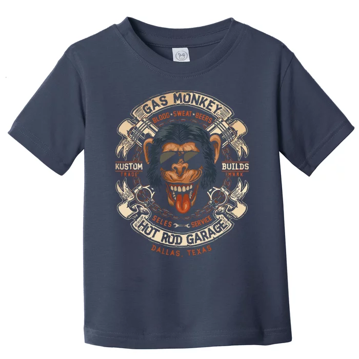 Monkey Gas Crossed Pistons Ribbon Toddler T-Shirt