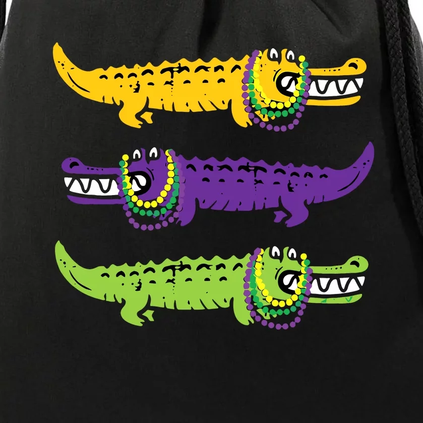 Mardi Gras Crocodile Alligator beads New Orleans Louisiana Drawstring Bag