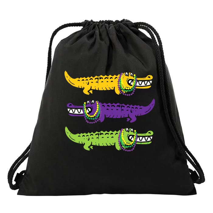 Mardi Gras Crocodile Alligator beads New Orleans Louisiana Drawstring Bag