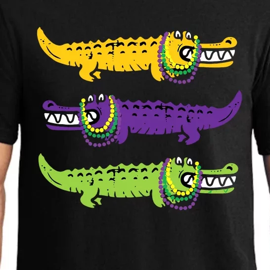 Mardi Gras Crocodile Alligator beads New Orleans Louisiana Pajama Set