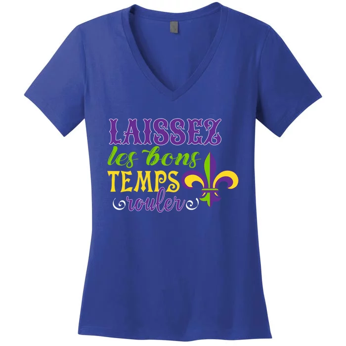 Mardi Gras Costume Laissez Les Bons Temps Rouler Gift Women's V-Neck T-Shirt