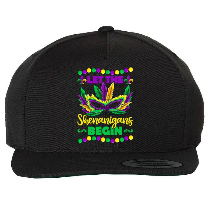 Mardi Gras Costume Let The Shenanigans Begin Mask Funny Gift Wool Snapback Cap