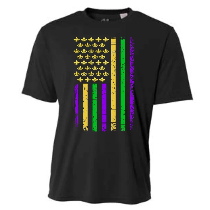 Mardi Gras Costume Us Mardi Gras Flag Gift Cooling Performance Crew T-Shirt