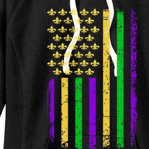 Mardi Gras Costume Us Mardi Gras Flag Gift Women's Fleece Hoodie