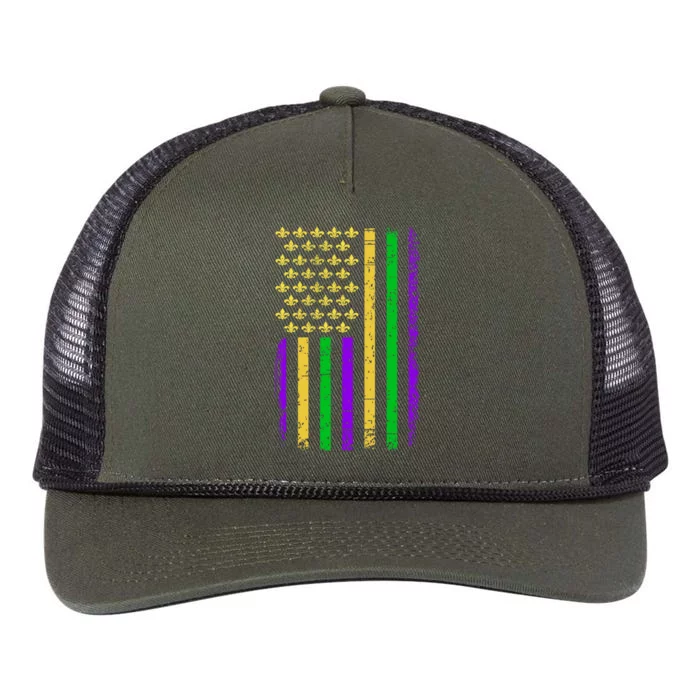 Mardi Gras Costume Us Mardi Gras Flag Gift Retro Rope Trucker Hat Cap