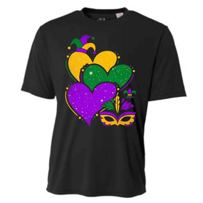 Mardi Gras Cute Hearts Vintage Cooling Performance Crew T-Shirt