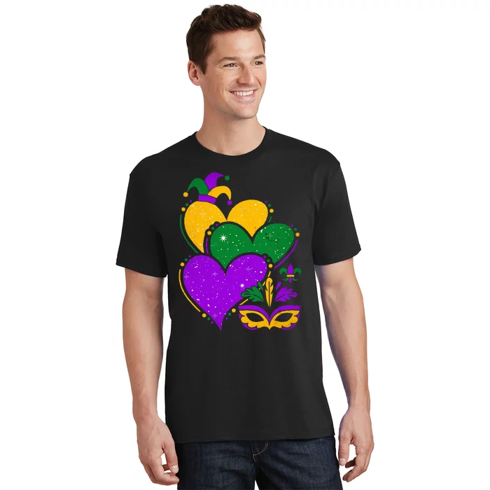 Mardi Gras Cute Hearts Vintage T-Shirt