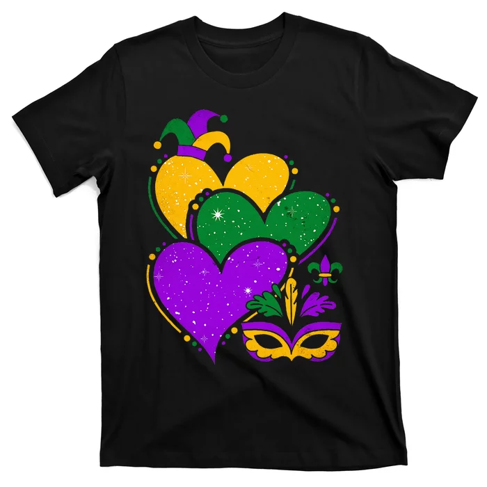 Mardi Gras Cute Hearts Vintage T-Shirt