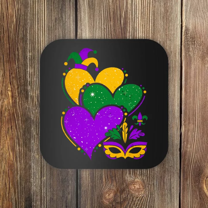 Mardi Gras Cute Hearts Vintage Coaster